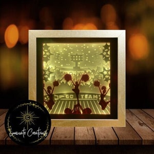 Cheerleaders Light Box, Shadow Box Template - SVG Instant Download File (Only) 3D Paper Cut File
