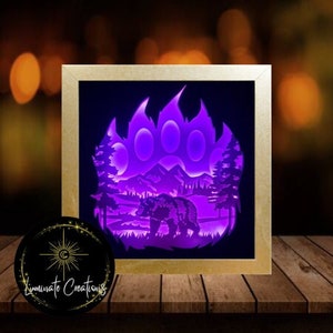 Forest Bear Light Box, Shadow Box Template - SVG Instant Download File (Only) 3D Paper Cut File Valentine's