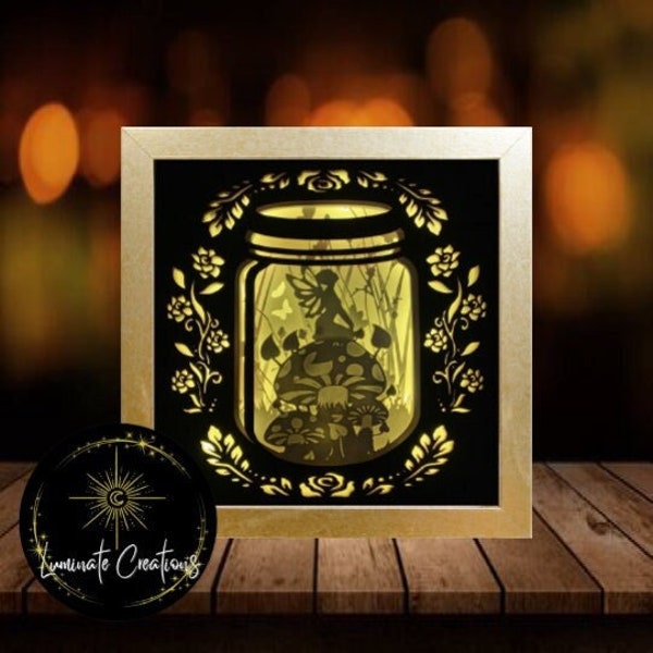 Fairy Jar Light Box, Shadow Box Template - SVG Instant Download File (Only) 3D Paper Cut File
