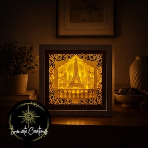 Eiffel Tower Light Shadow Box Template - Digital Download File (Only) 3D Paper Cut SVG File