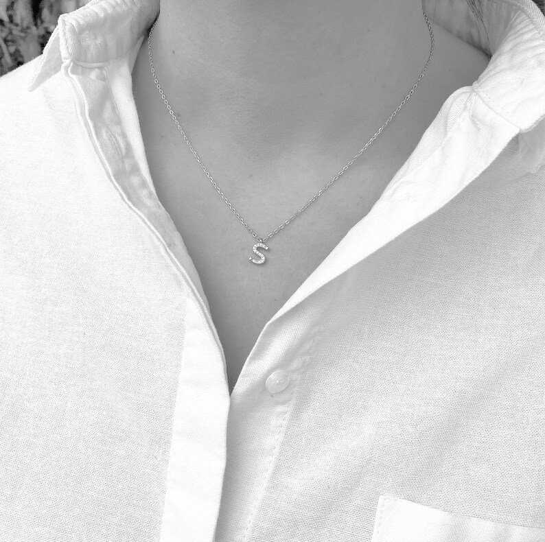 Tiny Initial J Necklace Silver Letter Necklace Initial Etsy