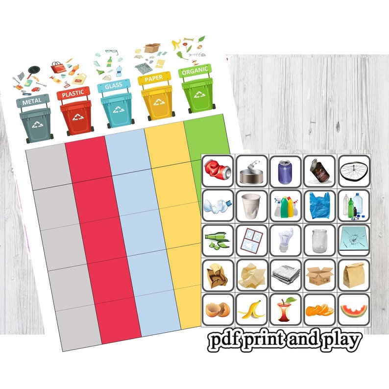 Printed Waste Sorting Game Waste Sorting Activity Recycling Etsy