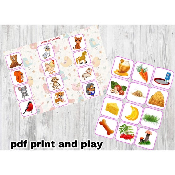 Digital game Feed the animals Play food Games printable Busy | Etsy