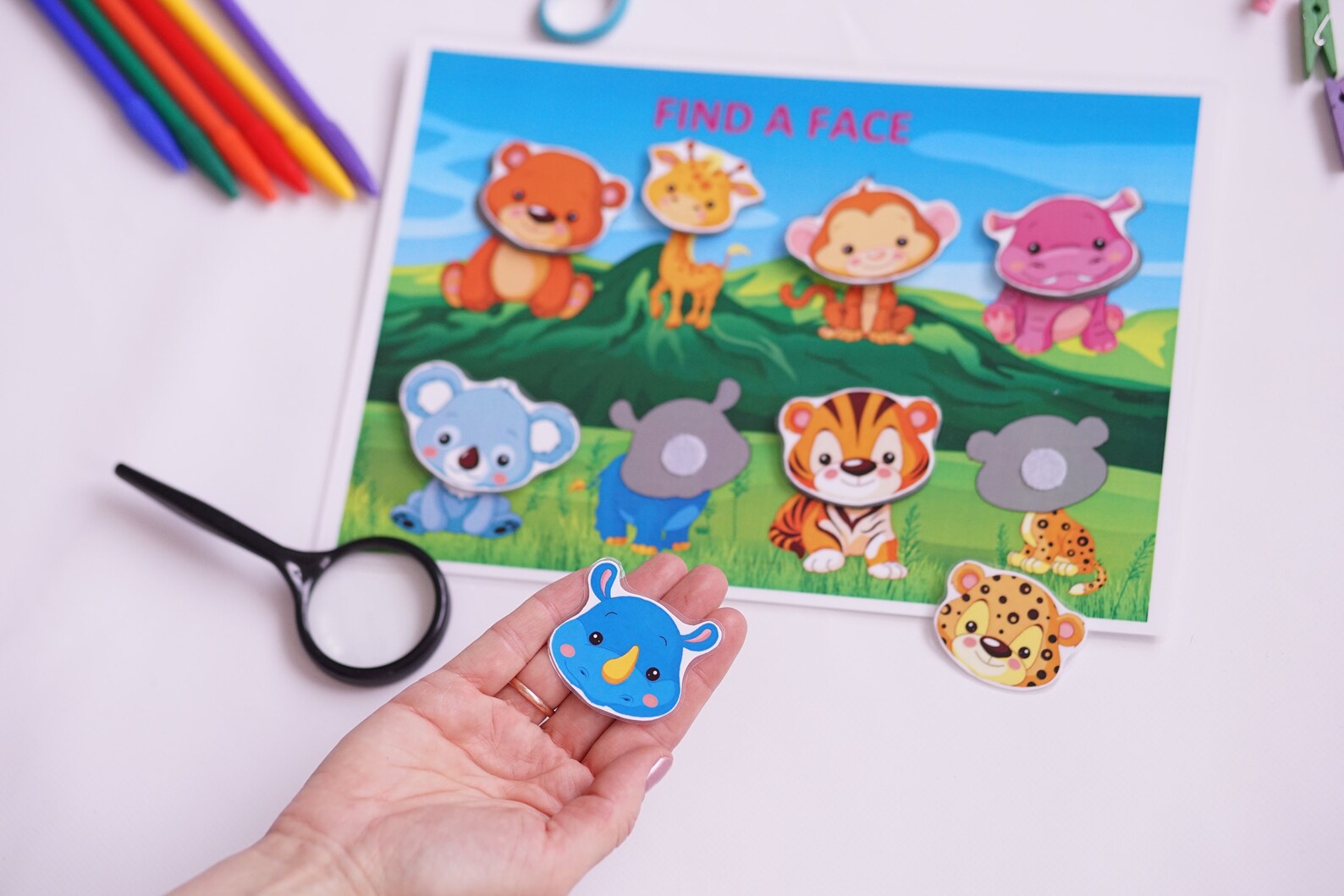 A set animal matching games for preschool & kindergarten | Etsy