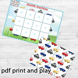 Puzzles for Toddlers Cars Matching Games Printable PDF Velcro Cars ...