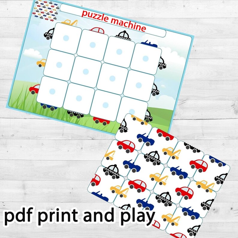 Puzzles for Toddlers Cars Matching Games Printable PDF Velcro Cars ...