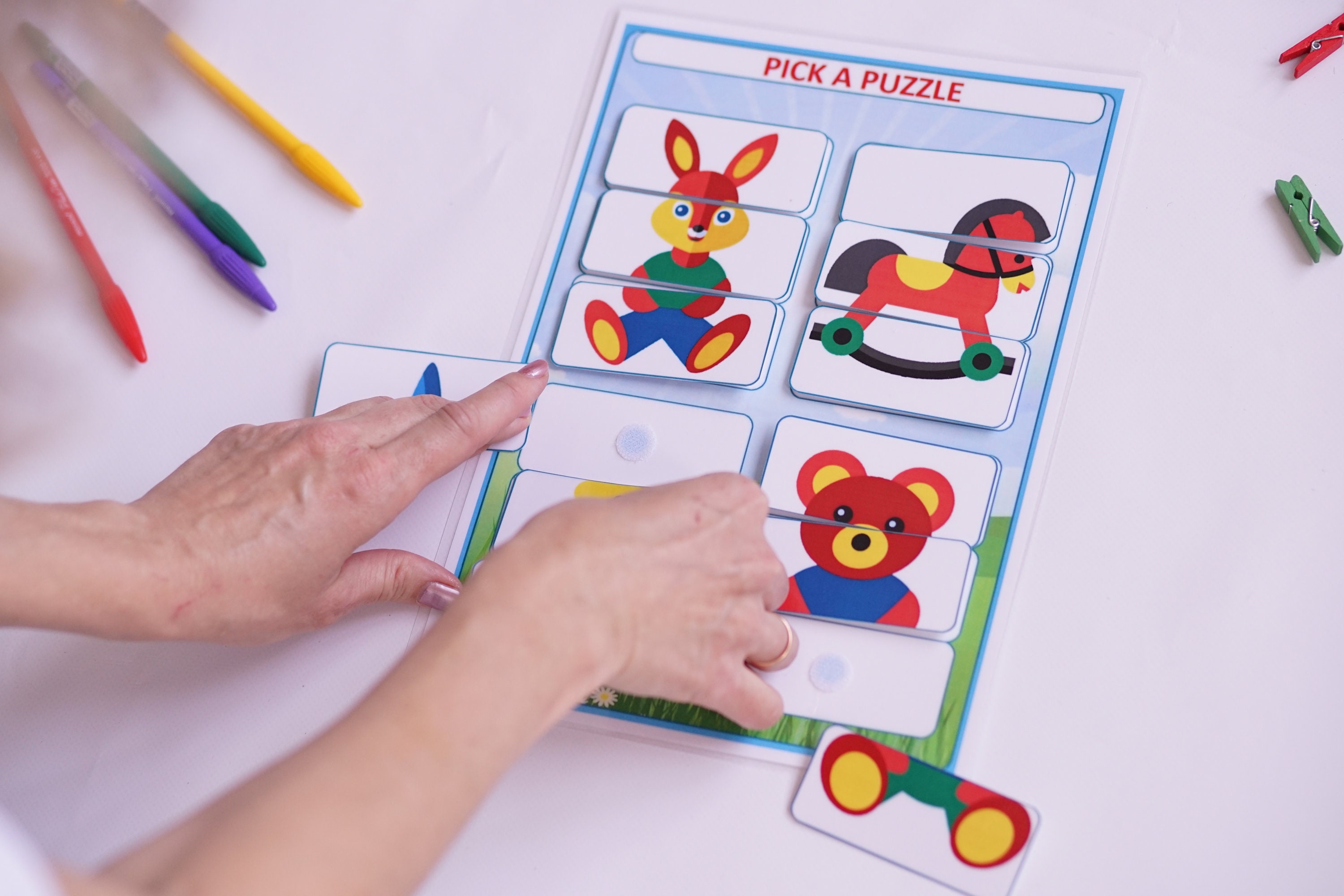 Puzzles for toddlers diy Matching games Printable PDF Velcro Etsy