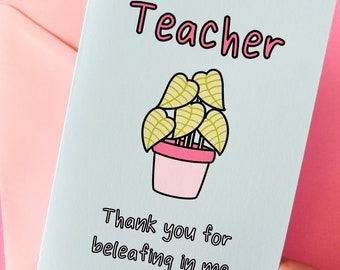 Thank you teacher card | Plant lover | School and Teacher Thank You Card | End of Term Gift For Teachers | Nursery Key Worker Card