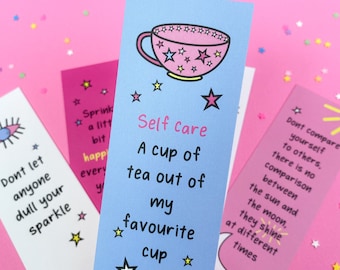 Pack of 5 Positive Bookmarks | Cute Bookmark | Affirmation quotes | Quote bookmark | Self Care Gift | literacy | Book lover gift | Feminist