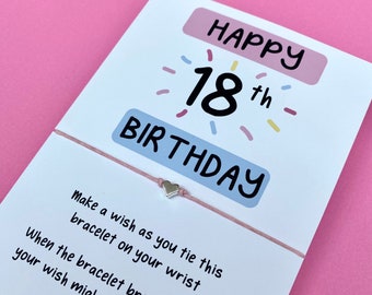 18th Birthday Wish Bracelet | 18th gift | String Bracelet | Charm Bracelet | Positivity gift | Make a wish bracelet