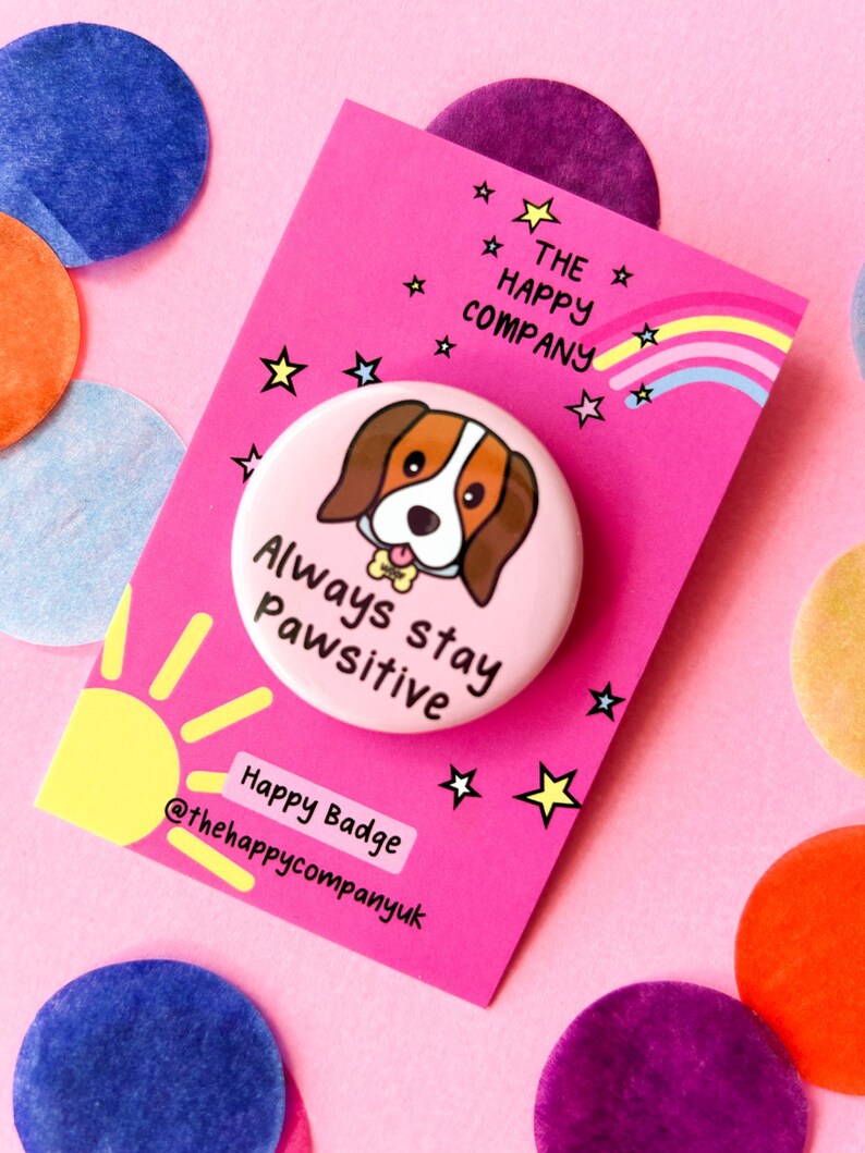 Pawsitive Card Stay Pawsitive Dog Badge | Mental Health Gift | Motivational Positive ...