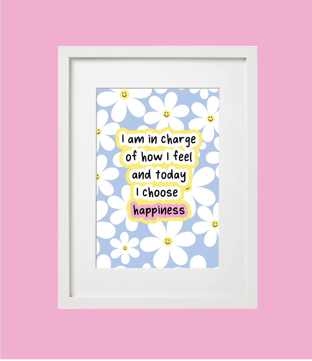 Choose Happiness Positive Wall Art Happiness Print Motivational