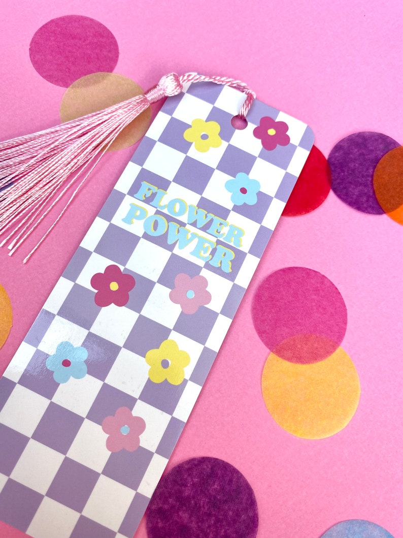 Flower Power Tassel Bookmark Bookworm Book Lover Cute Bookmark Quote bookmark Self Care Gift Lilc and pink gift Feminist image 4