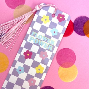 Flower Power Tassel Bookmark Bookworm Book Lover Cute Bookmark Quote bookmark Self Care Gift Lilc and pink gift Feminist image 3
