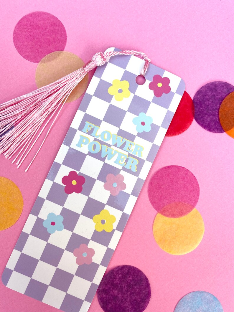 Flower Power Tassel Bookmark Bookworm Book Lover Cute Bookmark Quote bookmark Self Care Gift Lilc and pink gift Feminist image 3