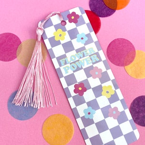 Flower Power Tassel Bookmark Bookworm Book Lover Cute Bookmark Quote bookmark Self Care Gift Lilc and pink gift Feminist image 5