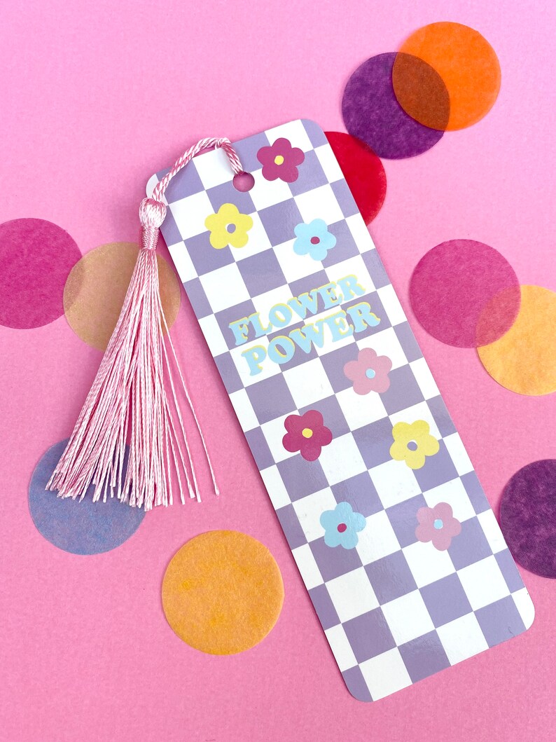Flower Power Tassel Bookmark Bookworm Book Lover Cute Bookmark Quote bookmark Self Care Gift Lilc and pink gift Feminist image 5