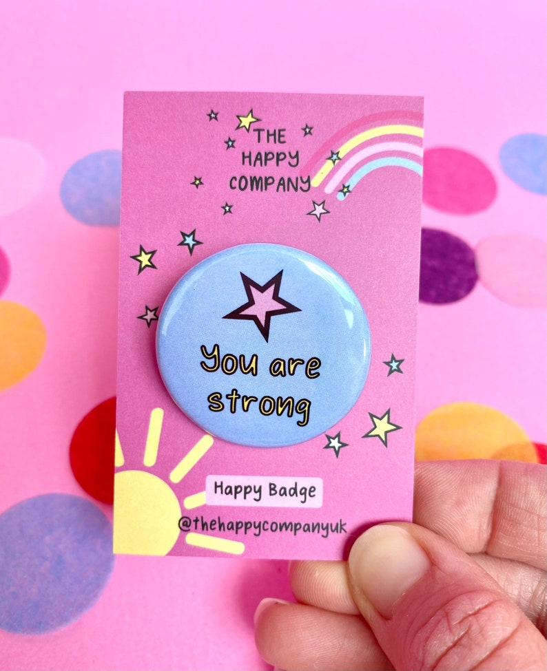 You Are Strong Affirmation Pin Badge | Mental Health Gift ...