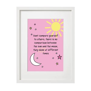 Citation du soleil et de la lune / Impressions inspirantes / Citations sur la vie / Impression d’affirmation / A4, A5 Impression d’art / citation heureuse / Art mural positif