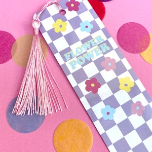 Flower Power Tassel Bookmark Bookworm Book Lover Cute Bookmark Quote bookmark Self Care Gift Lilc and pink gift Feminist image 2