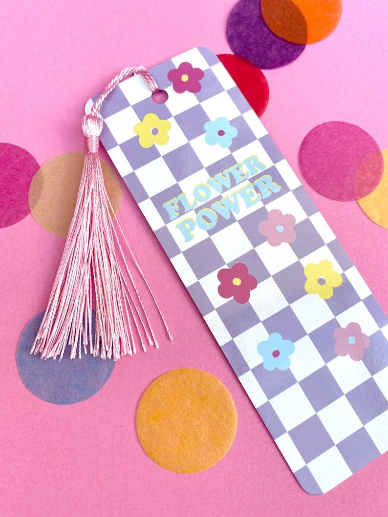 Flower Power Tassel Bookmark Bookworm Book Lover Cute Bookmark Quote bookmark Self Care Gift Lilc and pink gift Feminist image 2