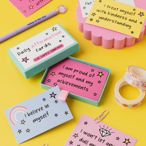 Tarjetas de afirmaciones de felicidad diaria / Tarjetas con citas positivas / Tarjetas motivacionales / Tarjetas de positividad para chicas / Tablero de visión / Relleno de calcetines navideños