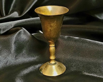Taper Candle Holder Brass Taper Candle Holders Antique Mini Goblet, Vintage Brass Taper Candle Holders, Witch Gobet, Mini Offering Cup