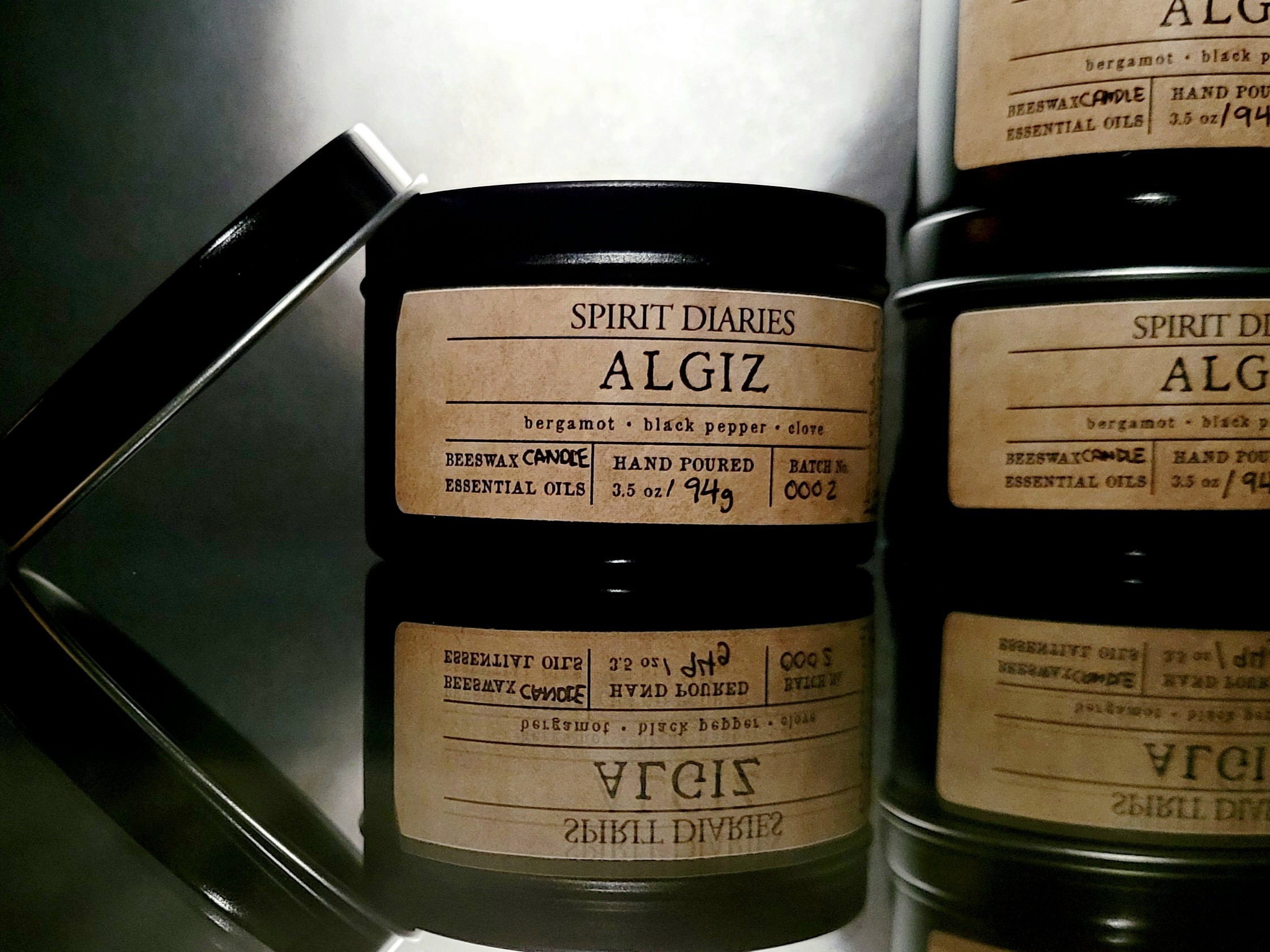 4oz Algiz 100 Beeswax Candle with Essential Oils and Cotton Wick Home