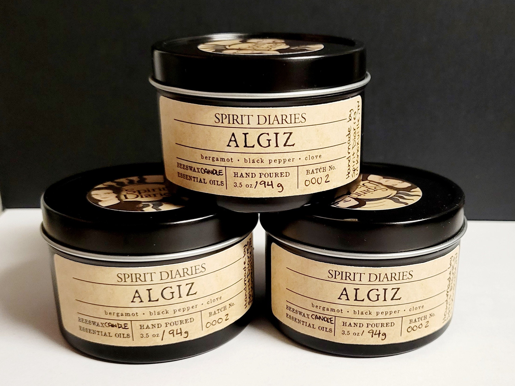 4oz Algiz 100 Beeswax Candle with Essential Oils and Cotton Wick Home