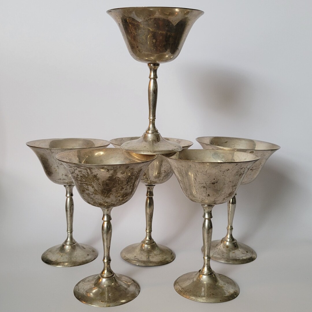 Silver Goblets Vintage Silver Wine Goblets Silver Plate Goblets