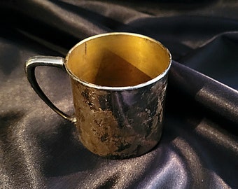 Tasse de bébé Antique Onida Silver Plate Mug Baby Gold Wash Cup Baby vintage Cup Antique Mini Cup Silver Mini Mug Collectable Child Mug