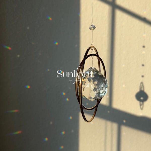 Crystal Ball Sun Catcher | Rainbow Maker, Gold Rings