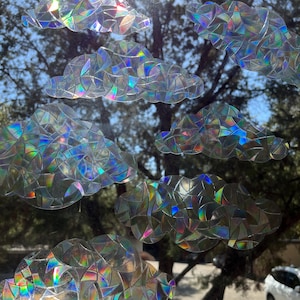 Large Cloud Suncatcher Sticker Set, Rainbow Maker Stickers, Housewarming gift, Dopamine decor, rainbow window cling