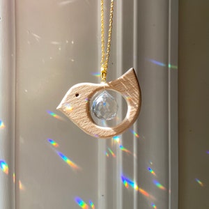 Bird Sun catcher | car suncatchers, Hanging rainbow Accessory, Crystal Sun catcher, Rainbow Crystal, Hanging Gift, glass hanger, gold prism