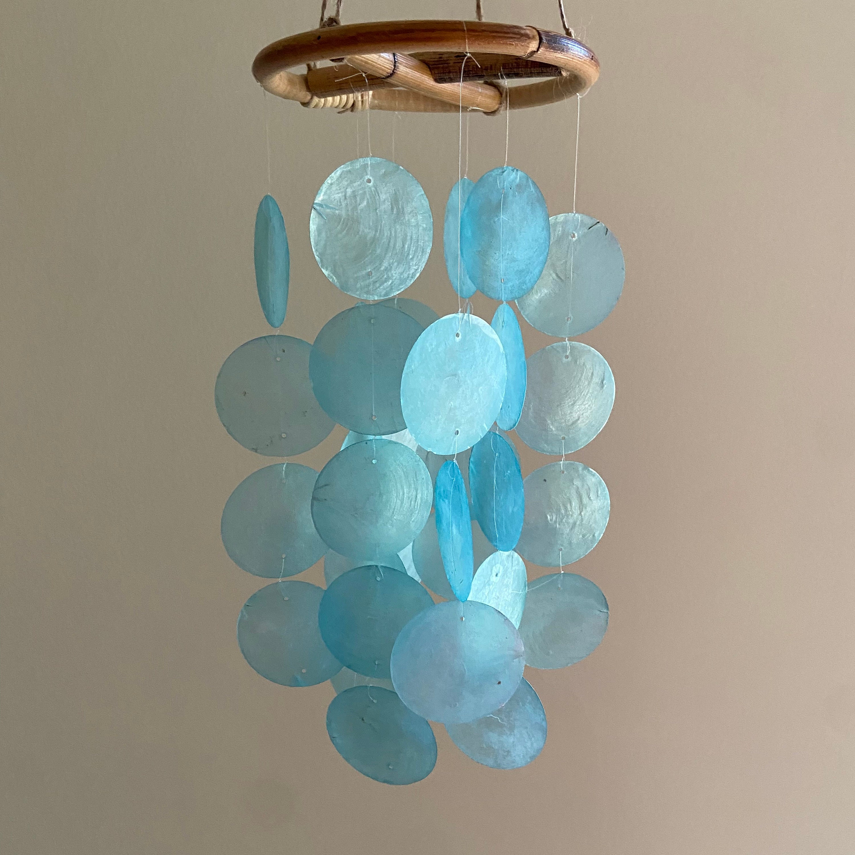 Turquoise Capiz Shell Wind Chime Capiz Shell Chime Capiz Etsy