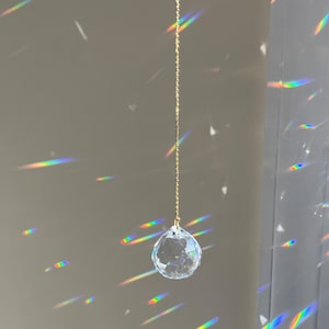 Single Sun catcher | window crystal hanging, minimalist, Prism Window Decor, Sun catcher, Rainbow Crystal, New home gift, memorial gift