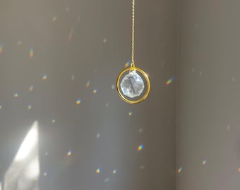 Gold ring Sun catcher | window crystal hanging, minimalist, Prism Window Decor, Sun catcher, Rainbow Crystal, home gift, memorial gift