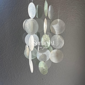 Blue Capiz Shell Wind Chime | Handmade Bali Mobile image 5