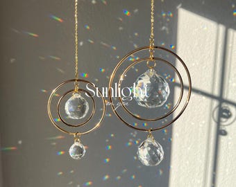 Moon&Star Crystal Ball Suncatcher | Rainbow Prism Window Decor