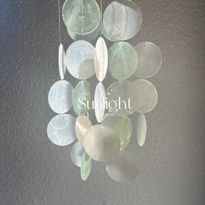 Blue Capiz Shell Wind Chime | Handmade Bali Mobile image 4