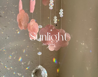 Cherry Blossom Shell Sun Catcher | Crystal Prism, Handmade Mobile