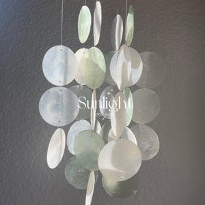 Blue Capiz Shell Wind Chime | Handmade Bali Mobile image 3