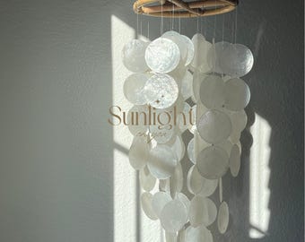 Handmade Capiz Shell Wind Chime | Coastal Home Decor