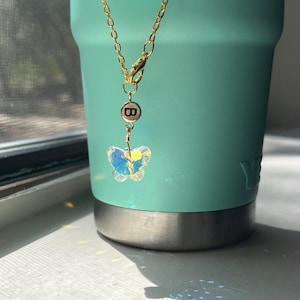 Personalized Tumbler Cup Charm l Initial Tumbler, gold sun catcher Charm, Stanley cup charm, Custom Tumbler Gift Charm, Stanley Accessories
