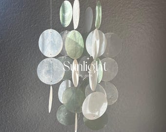 Blue Capiz Shell Wind Chime | Handmade Bali Mobile