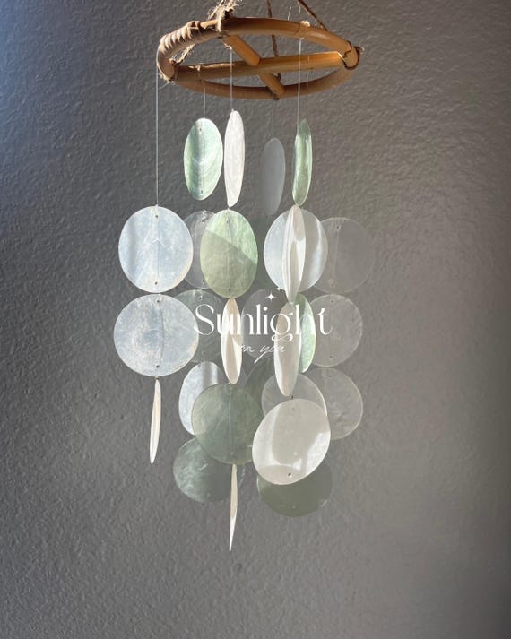 Blue Capiz Shell Wind Chime | Handmade Bali Mobile
