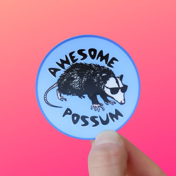 Funny Sticker - Awesome Possum Waterproof Decal for Water Bottle Laptop Planner
