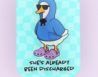 Funny Nurse Badge Reel, Retractable ID Holder, Discharged Silly Goose Meme, RN Gift