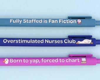 Sarcastic Nurse Pen Set, Funny RN Gift, Black Ink Ballpoint Pens