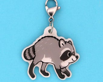 Jimothy Raccoon Badge Reel Charm | Acrylic Dangle for Nurses, Chaos Gremlin Design